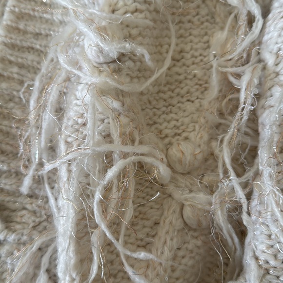 Anthropology Fringed Cream Sweater with alittle gold - Picture 5 of 5